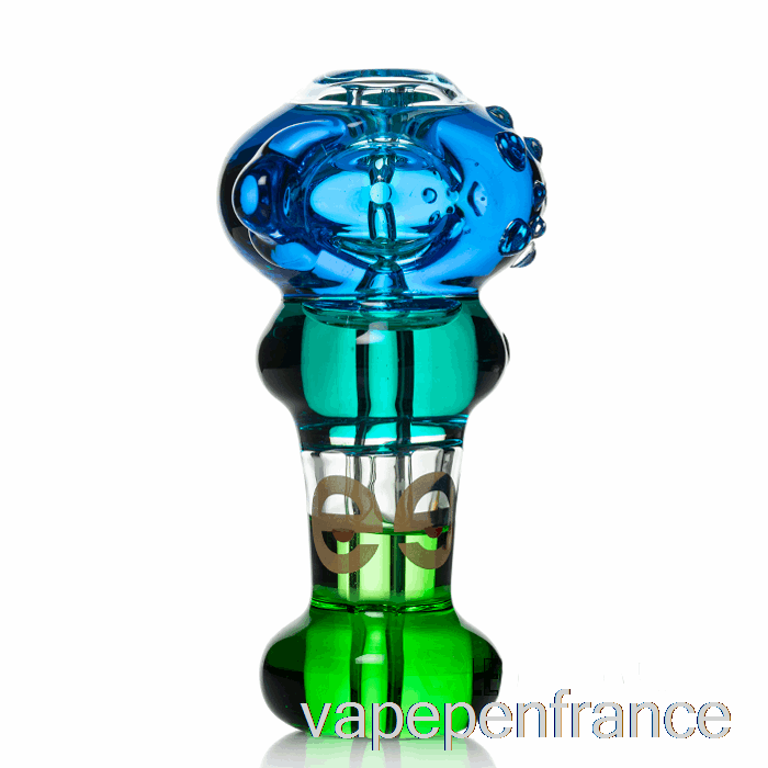 Cheech Verre Triple Cuillère Congelable Pipe à Main Bleu / Sarcelle / Stylo Vape Vert